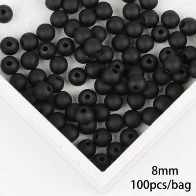 Svarte/røde matt plastrunde perler 6 8 10 12 14 16mm abs-perler med frostet overflate, 15-200 stk. til smykkefremstilling