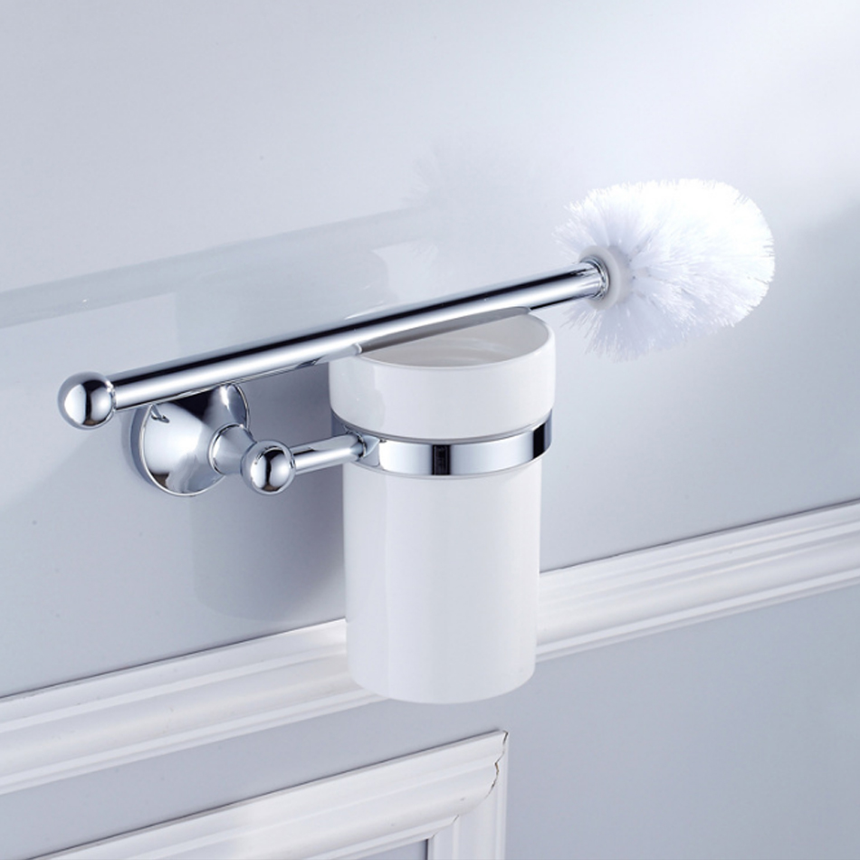 Juego de accesorios cromados para baño, barra de toalla doble de latón cromado, estante de cepillo de inodoro, soporte de rollo de papel para WC, juego de accesorios de baño
