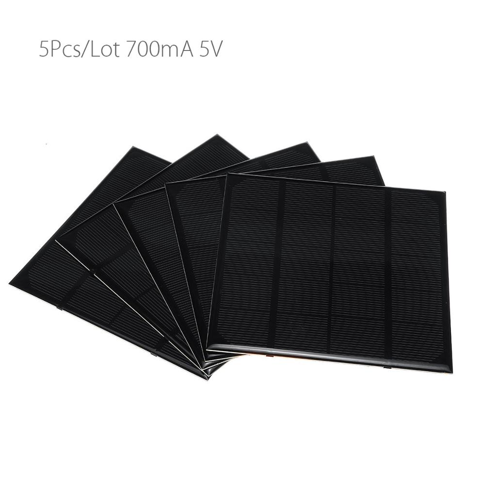 5Pcs/lot 700mA 5V 135*135mm Monocrystalline Solar Panel Cells with Positive&Negative Cables