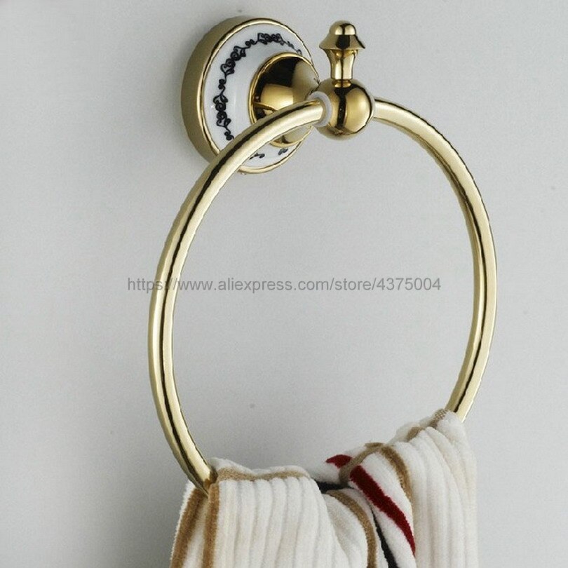 Badkamer handdoekring badkamer hardware accessoires handdoek bar ring rack Goud Messing handdoekring holder Nba252