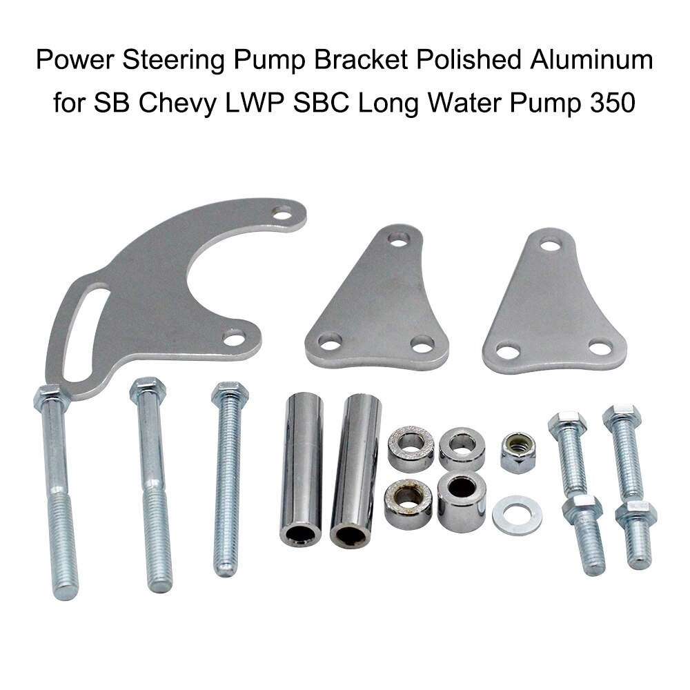 Auto Accessories Power Steering Pump Bracket Polished Aluminum for SB Chevy LWP SBC Long Water Pump 350