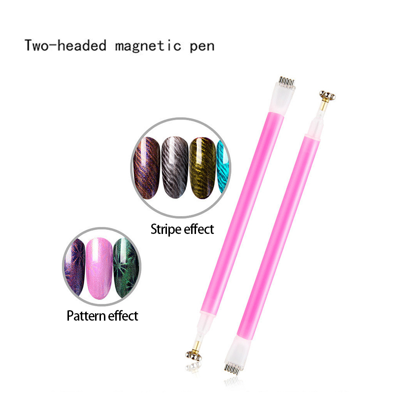 1 pc kat dobbelthoved øje magnet stick til gel lak lak 3d linje strimmel stærk effekt magisk bord nail art værktøjer