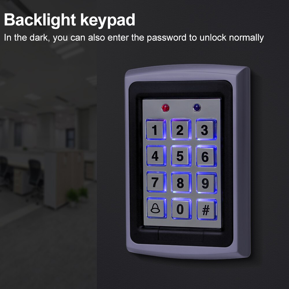 Full Waterproof Outdoor Access Control Kit Set RFID Metal Keyboard + DC12V Power Supply Controller + 10pcs 125KHz RFID Keyfobs