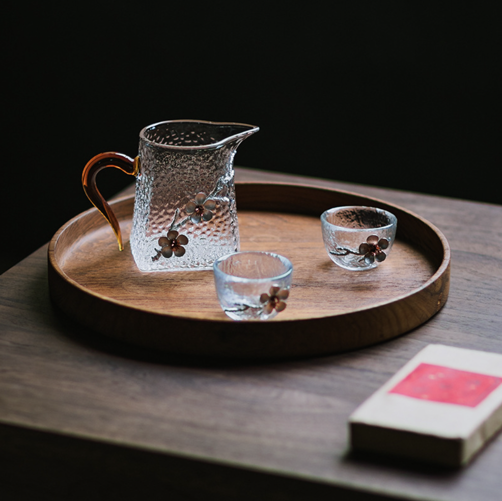 Grande théière japonaise en verre avec poignée, résistante à la chaleur, tasse à thé créative en verre de prunier 3D, motif marteau Transparent, Chahai