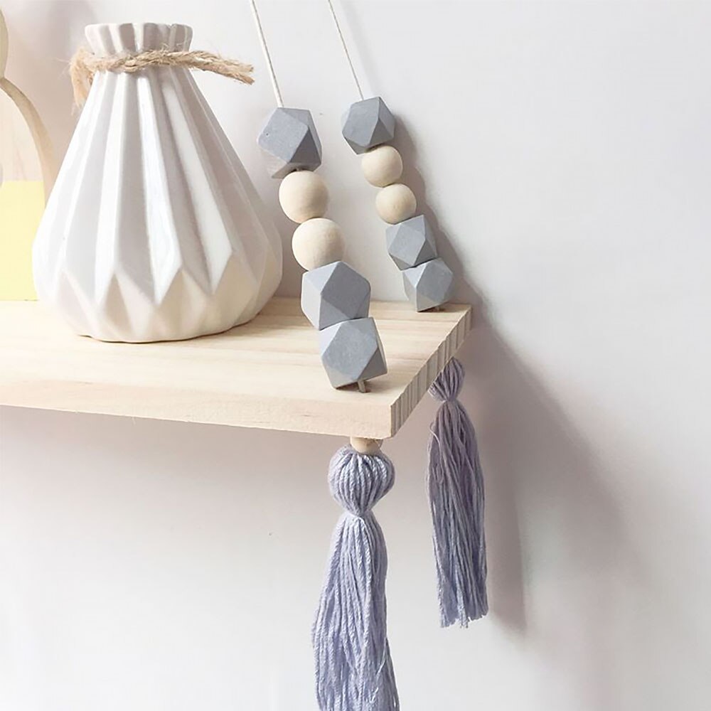 Étagère en octogone rose Style Macaron | Décoration de perles, rangement mural, jouet suspendu, modèle de jouet en bois, décoration d'ameublement de chambre d'enfant
