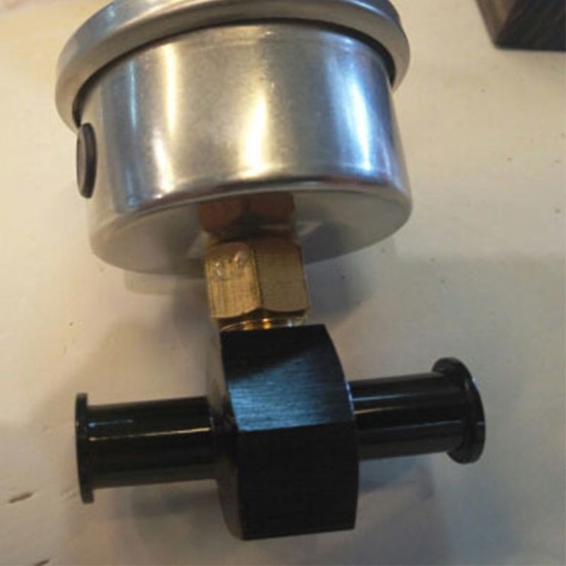 3/8\" Metal Fuel Pressure Gauge Inline Barb Adapter Connector with 1/8\" Port H8WE