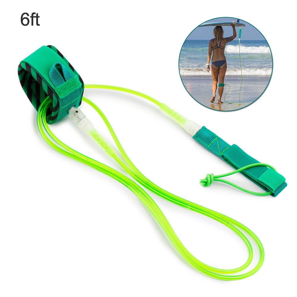 Correa de remo de 6 pies, correa de tabla de Surf giratoria de acero suave, cuerda de pierna de Surf, correa de tabla de paleta de acero suave de 6 pies: Green 6ft