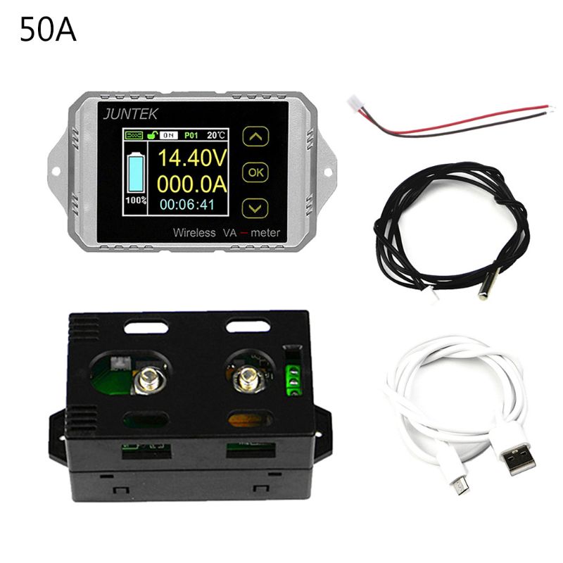 DC 120V 50A~300A Wireless Ammeter Voltage KWh Watt Meter Car Battery Coulometer: 50A