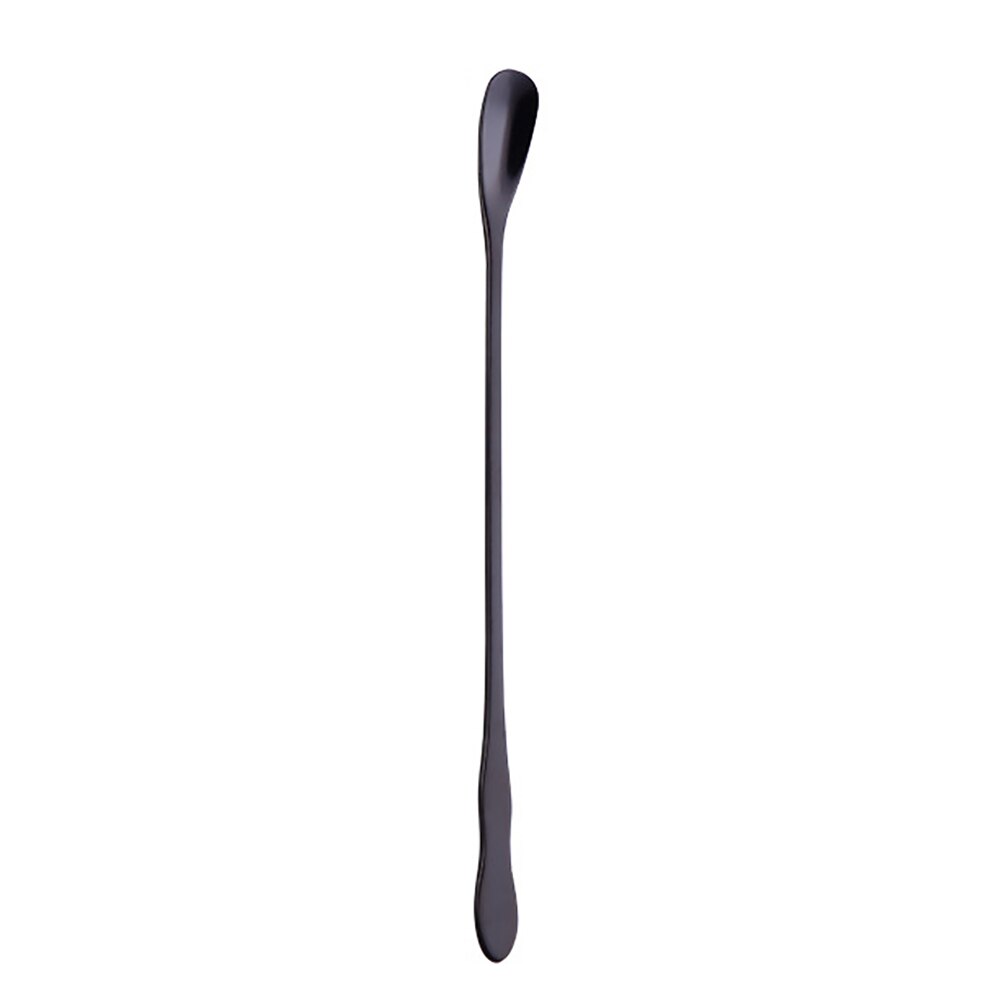 Cuchara de café expreso de 20cm, cuchara de cocina portátil de mango largo de acero inoxidable para cucharita y cubertería, cuchara para mezclar café y helado, utensilios para el hogar: Black