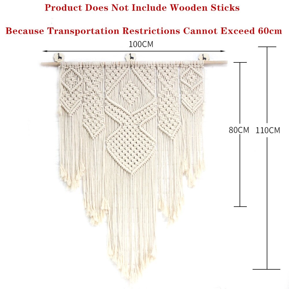 Novo design grande macrame boêmio tapeçaria parede pendurado boho chique arte geométrica artesanato tecido tapeçaria sofá fundo decoração: C