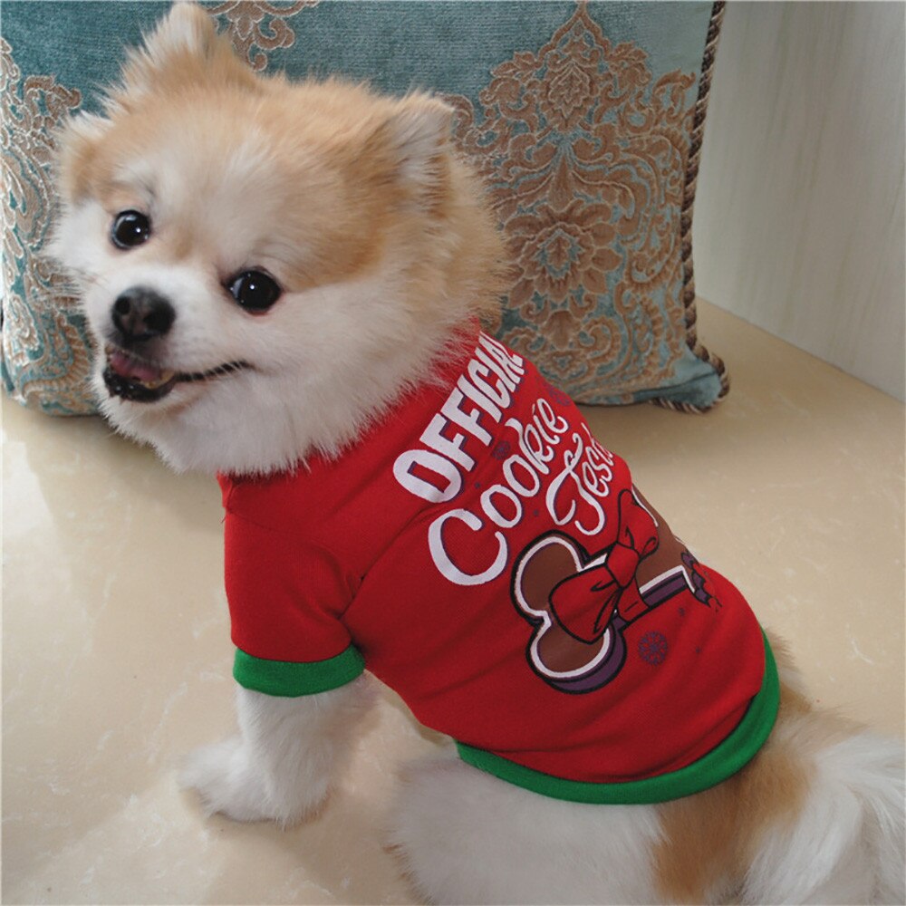 Xs/S/M/L Officiële Cooleie Festen Kerst Hond Kleding Katoenen T-shirt Puppy kostuum Comfortabele