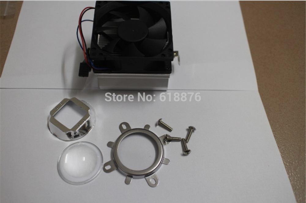 20-100W LED Aluminium Heat Sink Cooling Fan+60-80degree 44mm Lens + Reflector Bracket