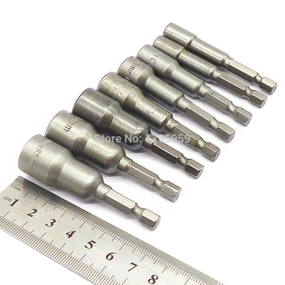 Metric Socket 6mm to 13mm 1/4" Hex Shank Magnetic Nut Driver 8pcs Set Hex Socket Tools Impact Drill Bits Adapter
