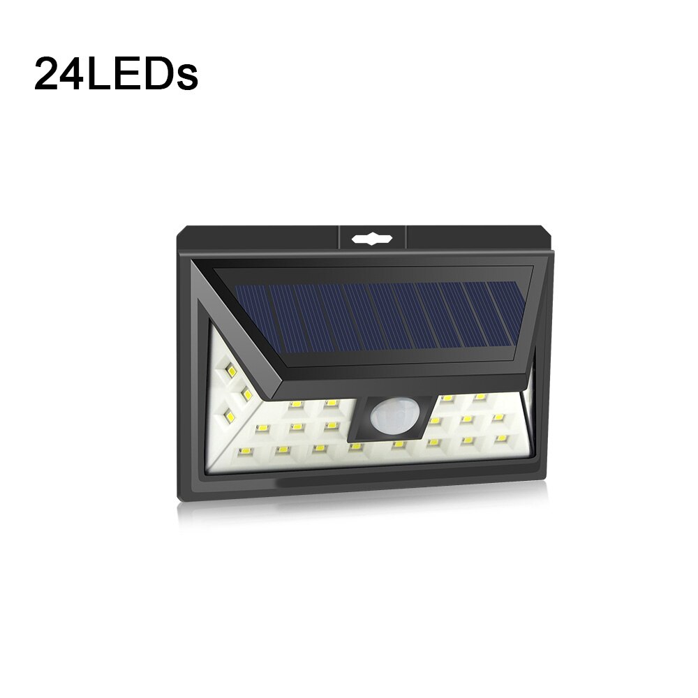 Udendørs væglampe pir bevægelsessensor led solenergi gadelys have gård gang indretning nat sikkerhed smart solcellelampe: 24 lysdioder