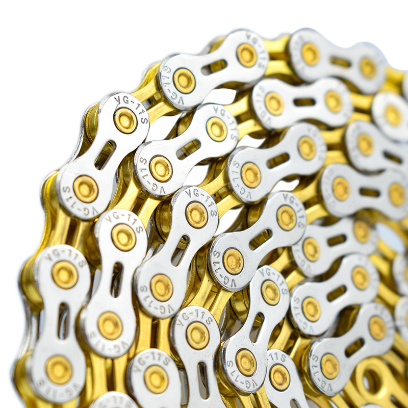 Mountain Road Bike 8 9 10 11 Speed Bicycle Chain Silver Gold Half Hollow MTB Bike Chain 116L Chain For Shimano SRAM Campanolo