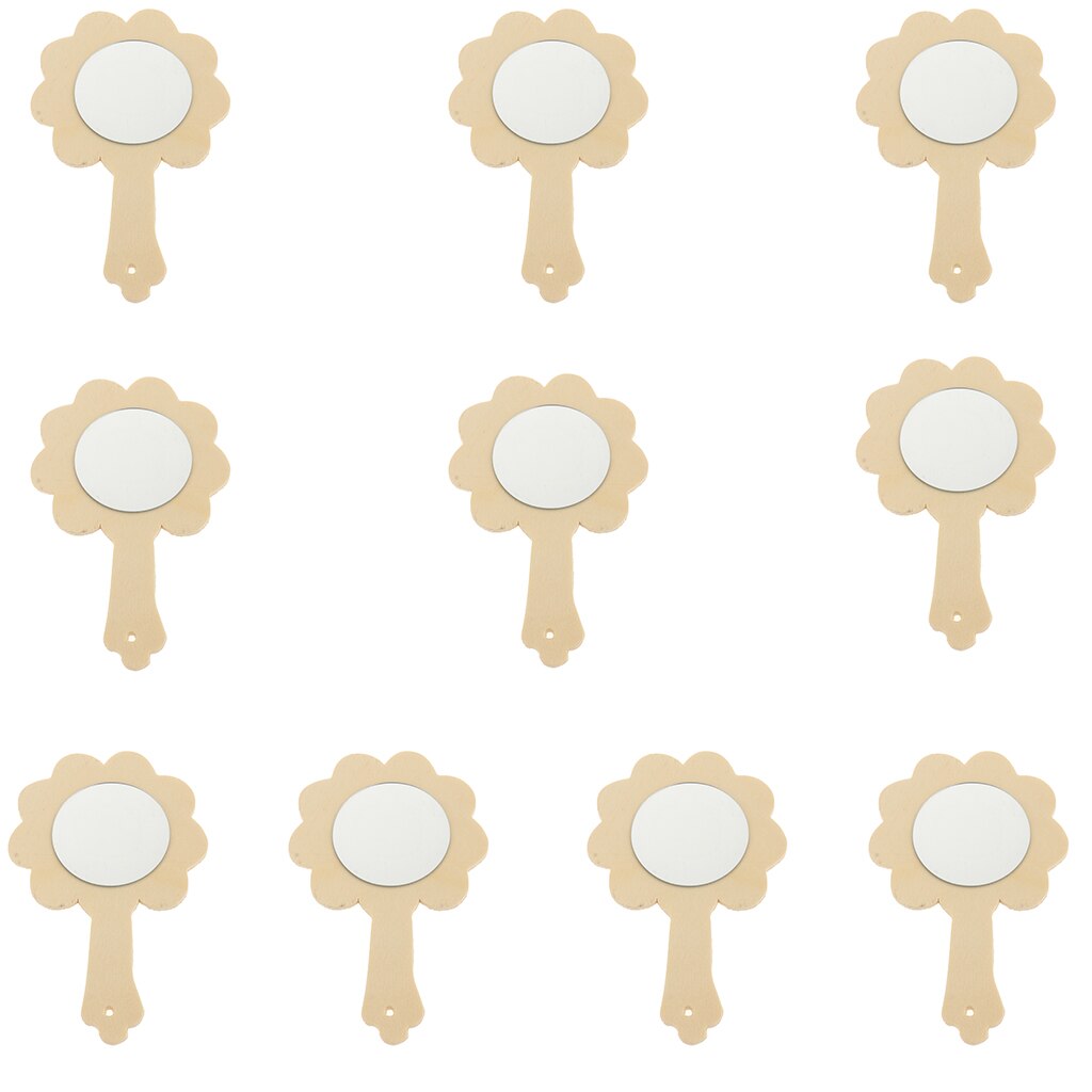 10/8 stycken oavslutat trä handspegel för barn diy hantverk woocrafts leksaker: 10 st solros