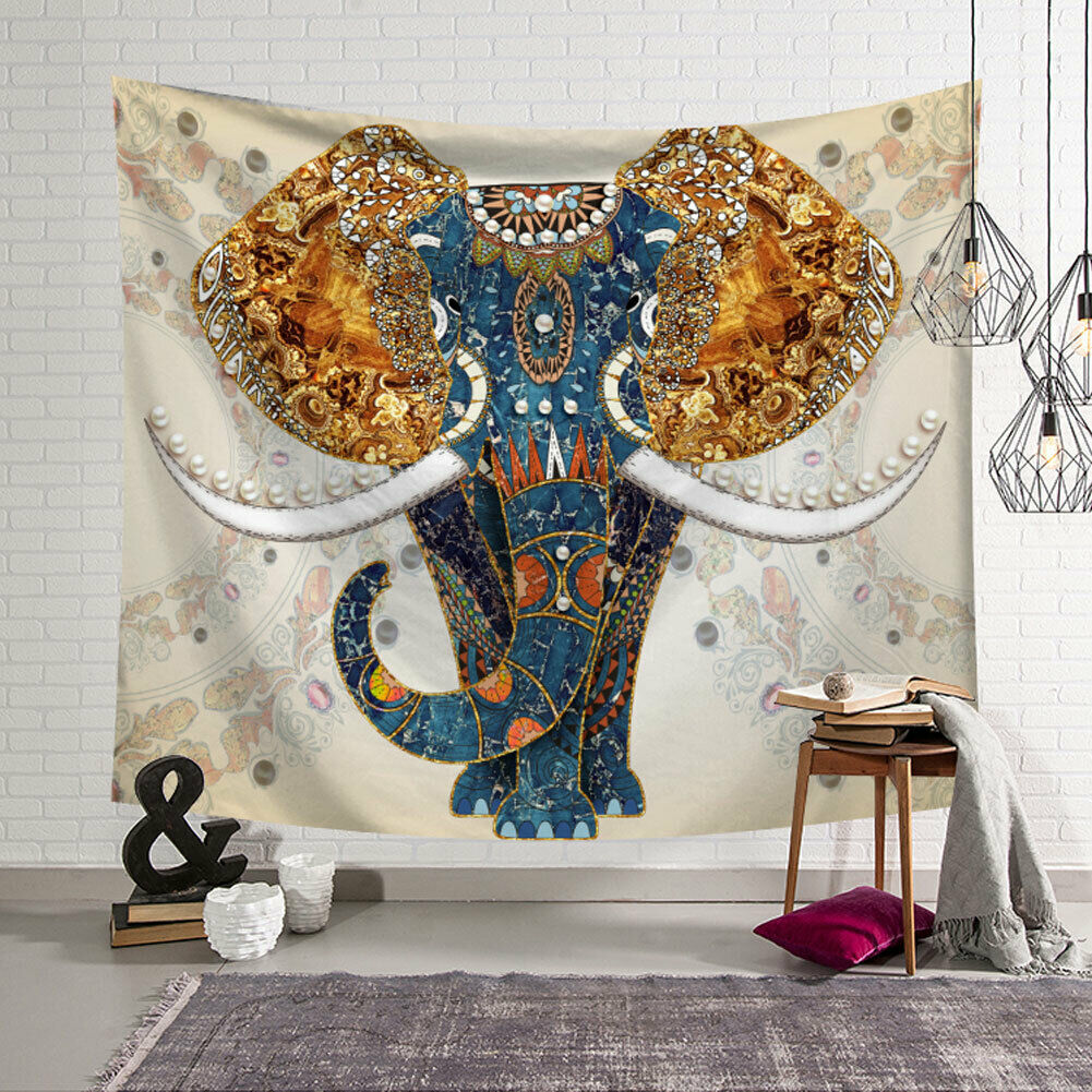 Indische Olifant Tapestry Mandala Hippie Art Muur Opknoping Wandtapijten Strand Handdoek Sprei Gooi YogaMat Tafelkleed Home Decor