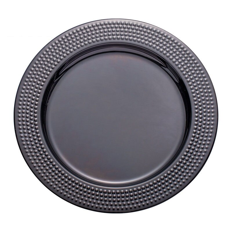 BENBU Stainless Steel Plating Dinner Plates Thanksgiving Christmas Restaurant Party Dinnerware Tableware Dishes Fruit Tray 11.8": Black