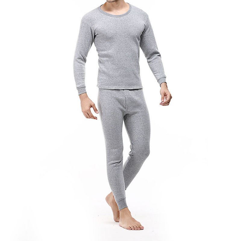 2pcs Autumn Winter Men's Clothing Inner Wear Sleepwear Pajama Tops+Pants Thermal Underwear Set