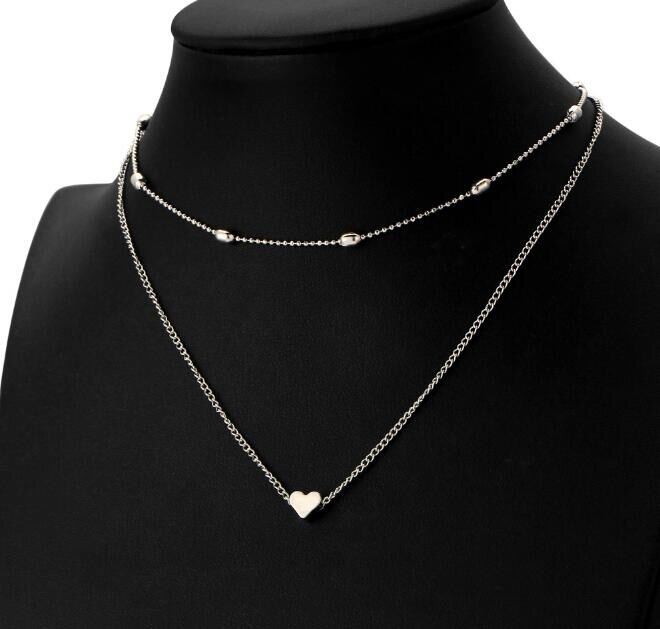 Hot 2021 Hot Lovely Style 2 strati amore cuore collana regolabile multistrato collana girocollo per regalo 2 pz/set