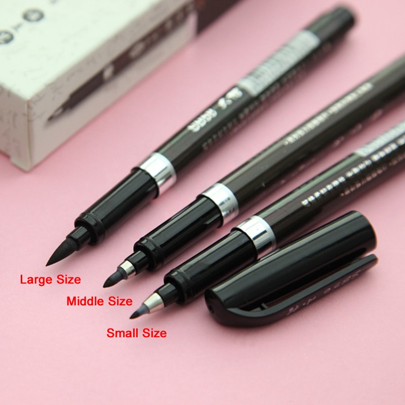 3 teile/los Kalligraphie Stift Japan Material Pinsel für Unterschrift Chinesische Wörter Lernen Schreibwaren Kunst Marker Stifte Schulbedarf