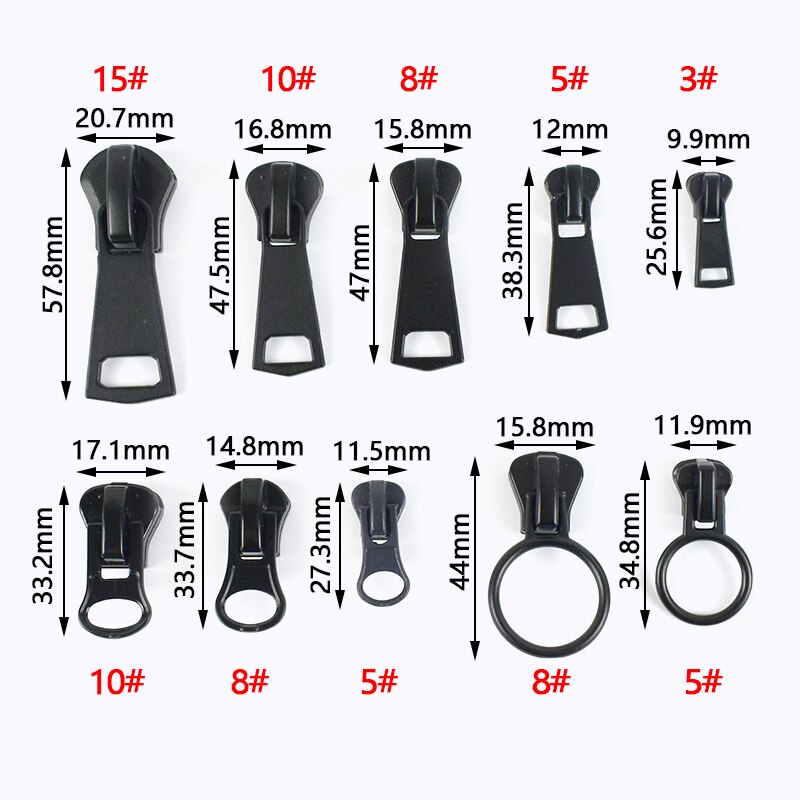 Meetee 10 sztuk 3 #5 #8 #10 #15 # suwaki z zamkiem błyskawicznym dla żywicy zamki ubrania kurtka zamki głowy zestaw naprawczy DIY suwak do szycia ściągacz