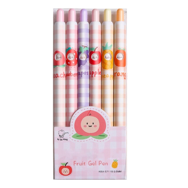 H05B Pack of 6 Exquisite Retractable Gel Ink Pens Wax Sealed 0.5mm Black Pen Sets
