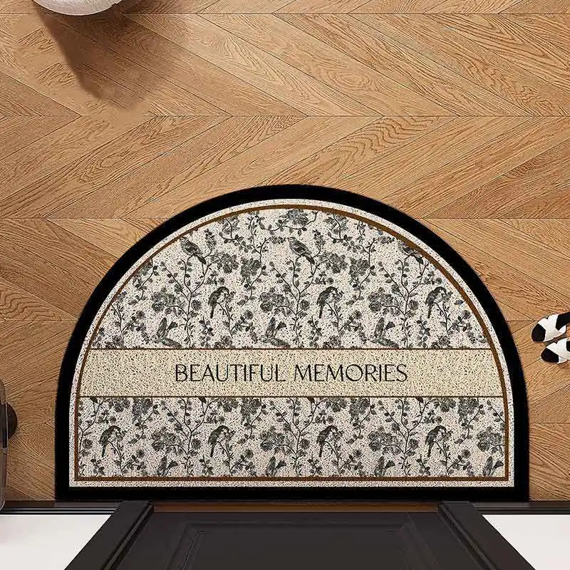 Semicircular Flower Doormat Anti-slip Cuttable Coil Floor Mat Suitable for Home Kitchen Entrance Home Floor Decoration: 500mm x 800mm / Burgundy