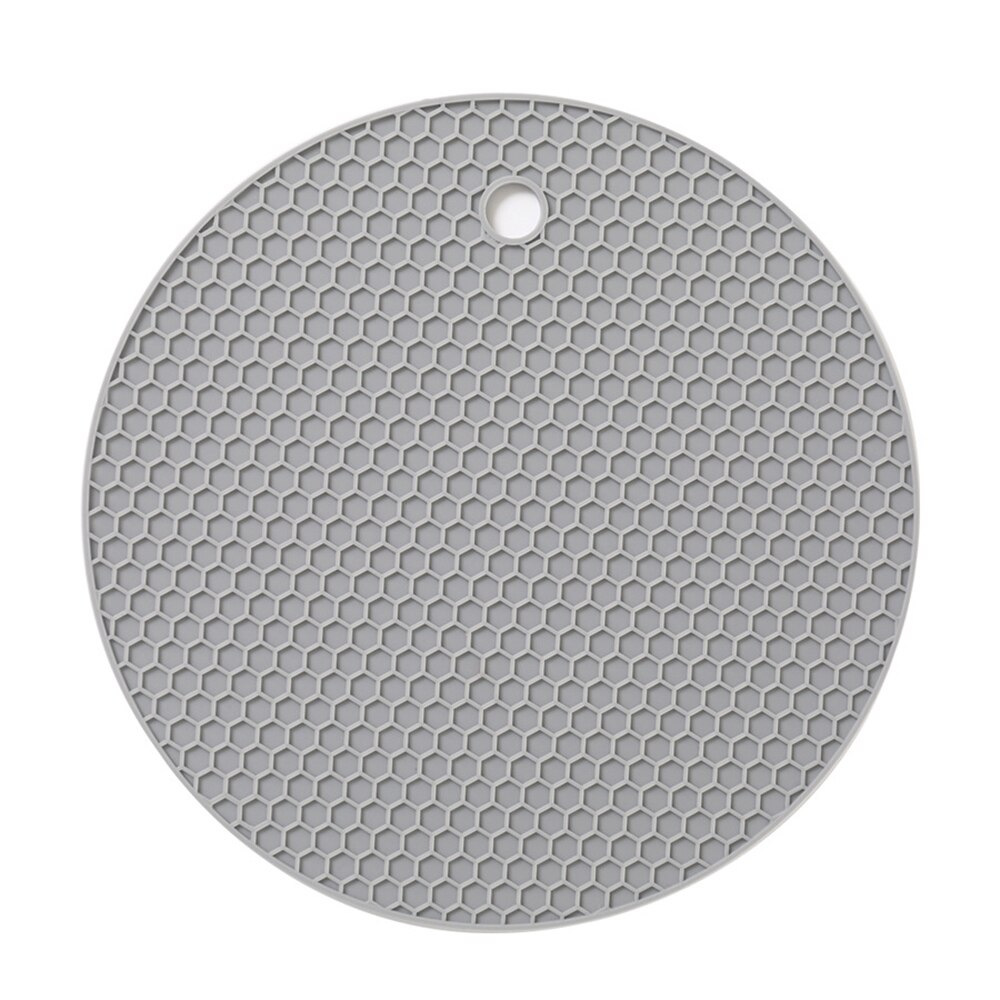 Multi-function Coaster 18cm Round Heat-resistant Silicone Coaster Slip Anti Pad Pot Holder Kitchen Table Placemat: gray