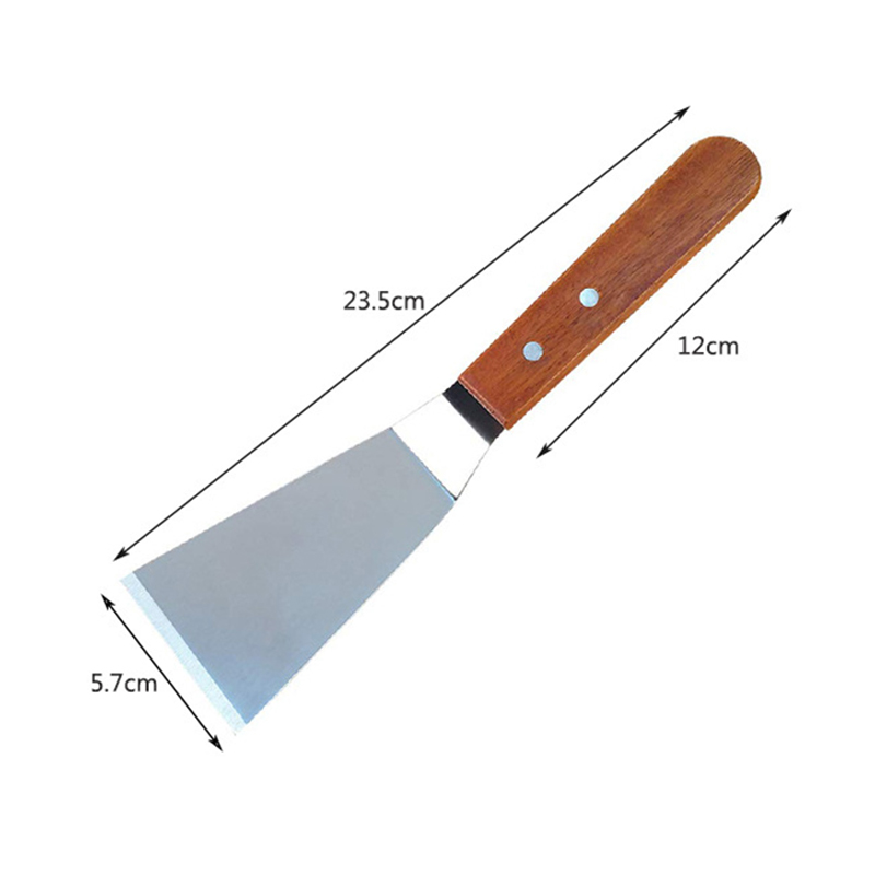 Spatule à steak de bœuf en acier inoxydable avec manche en bois, pelle à passoire plate, accessoires de cuisine, ustensiles 2 pièces