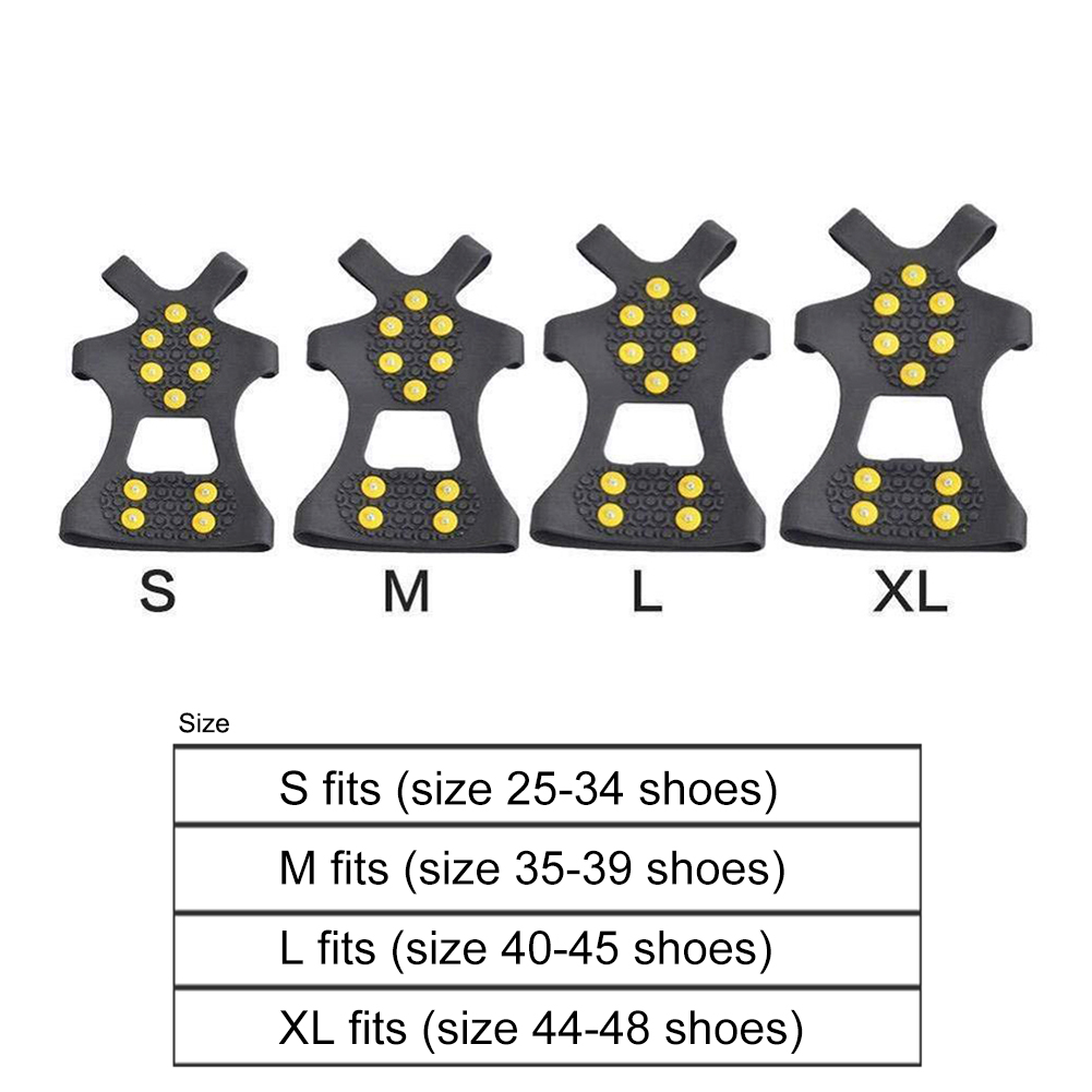 10 Studs Snow Ice Claw Anti-Slip Snow Ice Thermo Plastic Elastomer Climbing Shoes Spikes Grips Cleats Over Shoes Covers Crampons