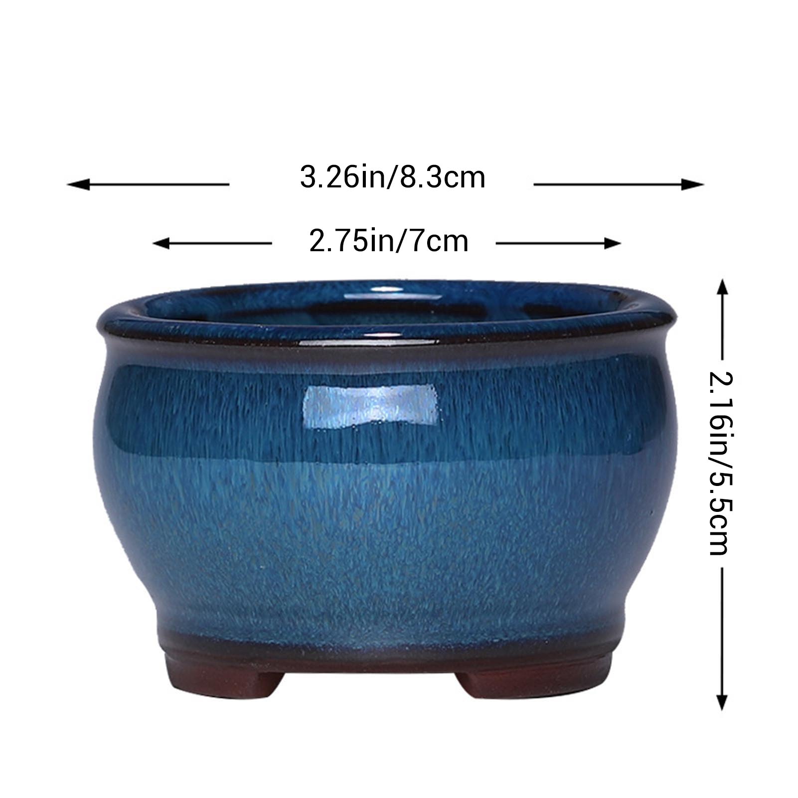 Pot de fleur succulente en céramique, Pots de bonsaï en poterie de Style chinois avec trou de vidange, pierre de grès violette pour décoration de bureau et de maison: YELLOW