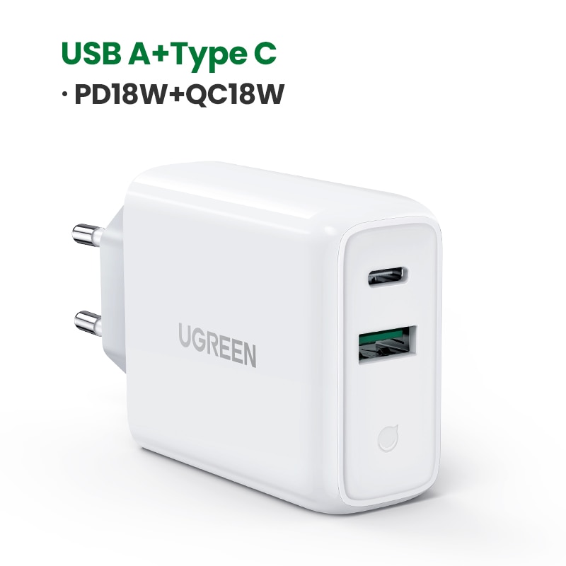 Ugreen 36W caricabatterie rapido USB carica rapida 4.0 3.0 tipo C PD ricarica rapida per iPhone 13 caricatore USB con caricatore per telefono QC 4.0 3.0: PD36W bianca