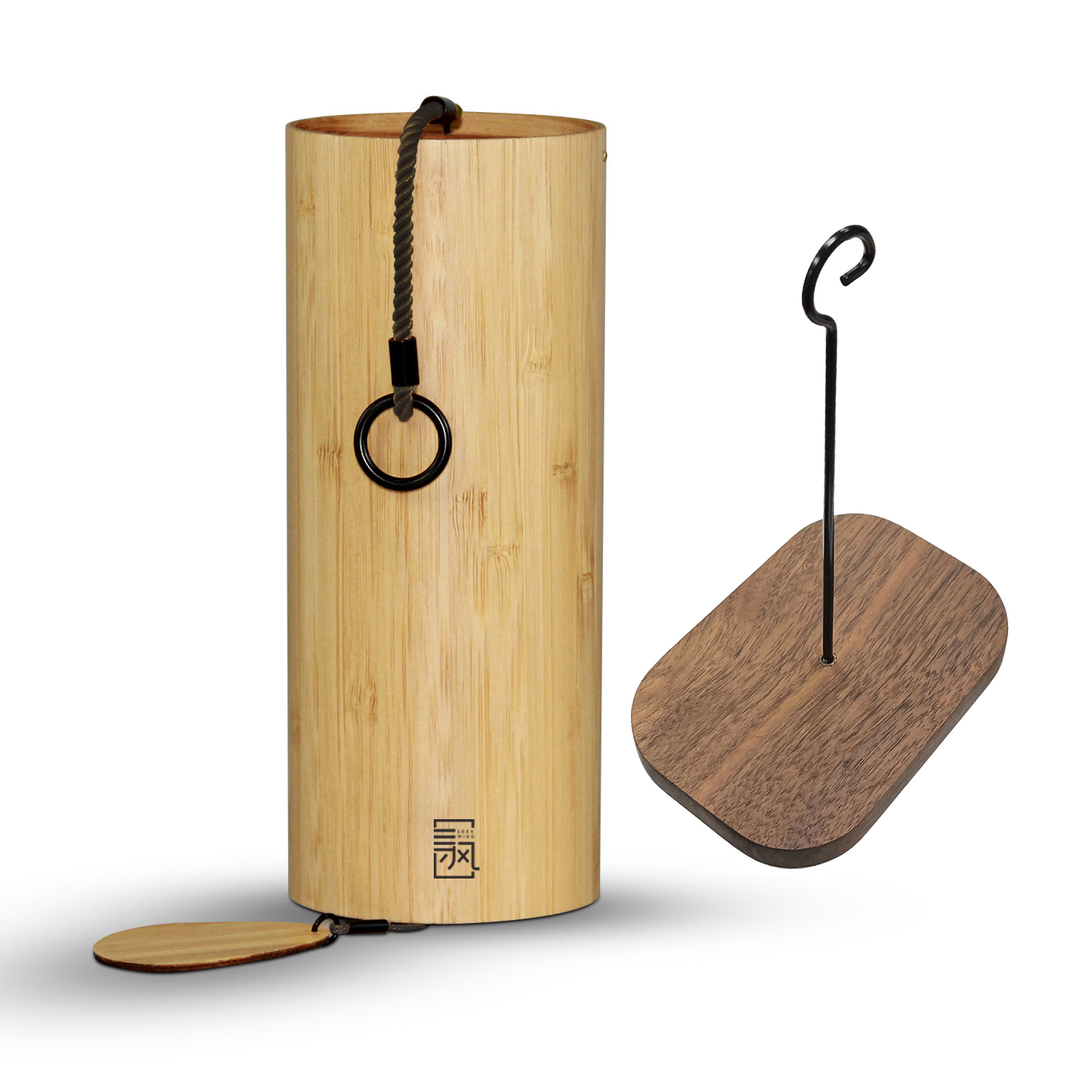 Classic Bamboo Wind Chime Japan Style Outdoor Home Garden Wooden Windchime Windbell Chord G-B-D-C: Snow with holder