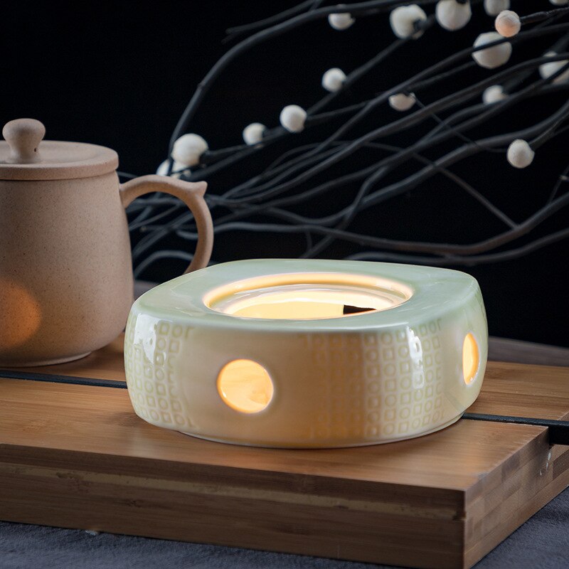 Ceramic Candle Heater Flower Tea Warmer Heating Base Boiled Wine Flower Tea Coffee Heated Insulation Base Japanese Style