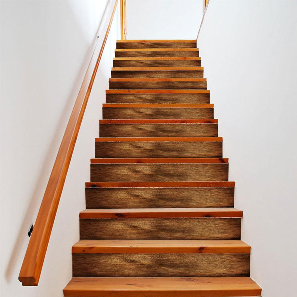 6/13 stk aftagelig trappe klistermærke trin træ selvklæbende pvc trappe tapet mærkat vinyl trappe hjem dekoration