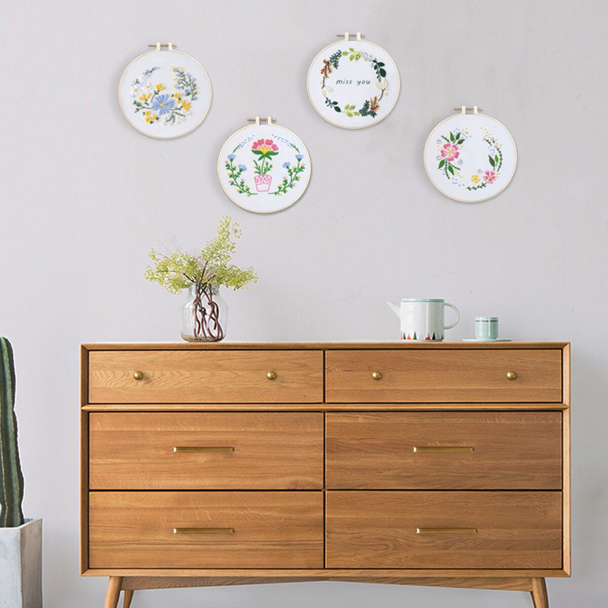 Handcraft Traditional Embroidery Tools Set Sweet Style Flower Grass Leaf Plant Pattern DIY Suzhou Embroidery Supplies Kit