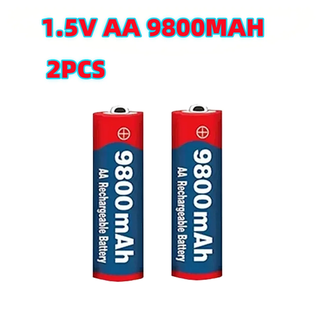 1,5 V AA 9800 mAh wiederaufladbarer Akku 100 % Original hochwertiges AA für LED-Leuchten, Spielzeugkameras, Mikrofonbatterie: Lila