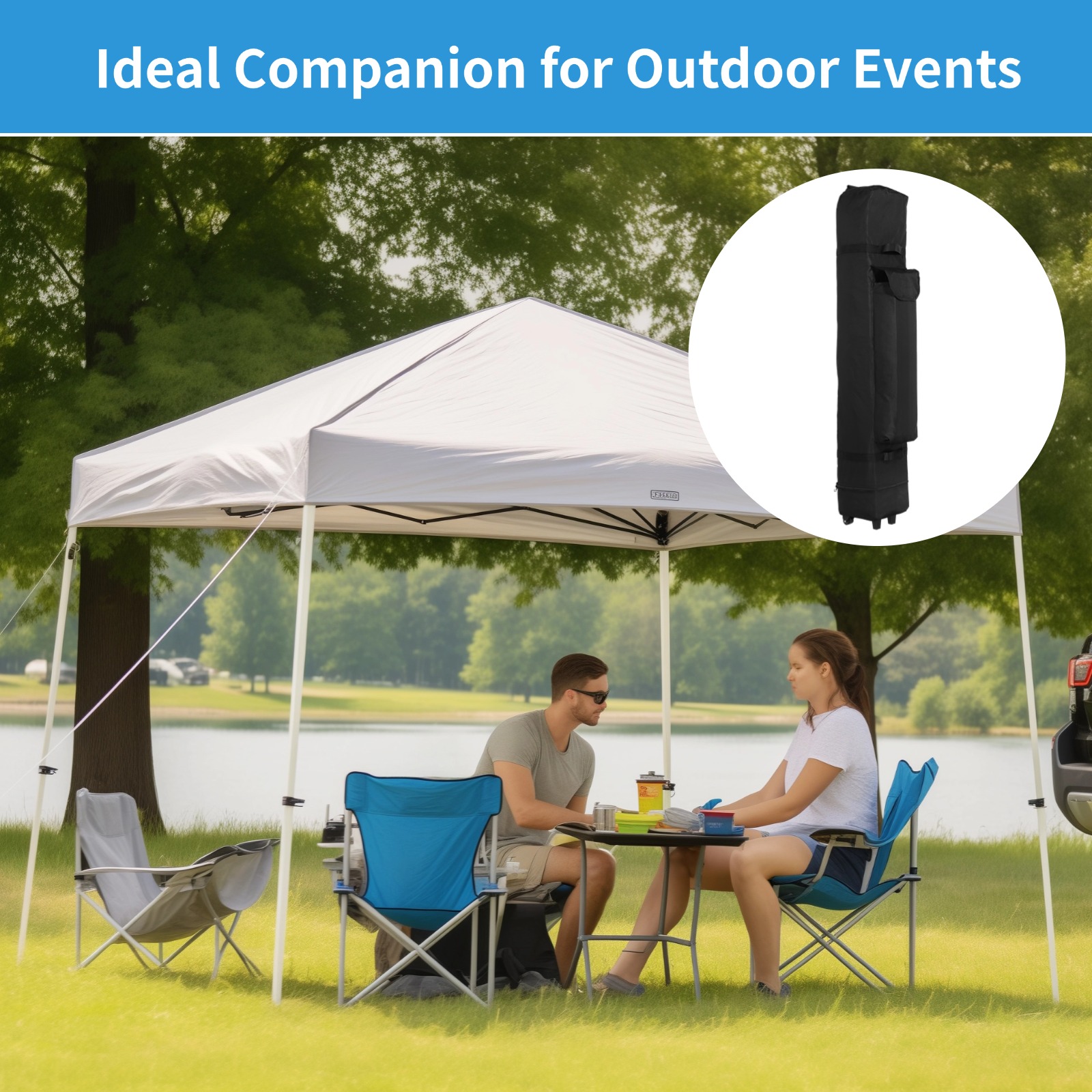 9,4 × 9,4 × 61 cala Uniwersalna torba na rolkę z baldachimem Wodoodporna torba namiotowa z baldachimem 800D Oksford płótno Torba robić przechowywania z baldachimem