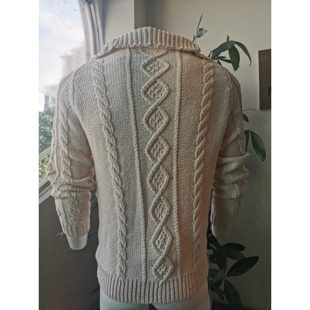 Trui heren vest beige kleur herfst winter kleding dikke gebreide jas heren gebreide gedraaide warme plus size vesten