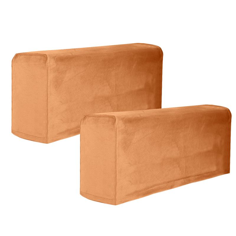 2 stk universal sofa armlæn betræk til stue elastisk armlæn beskytter ensfarvet sofapudebetræk （ 45 x 16 x 20 cm）: Kamelfarve