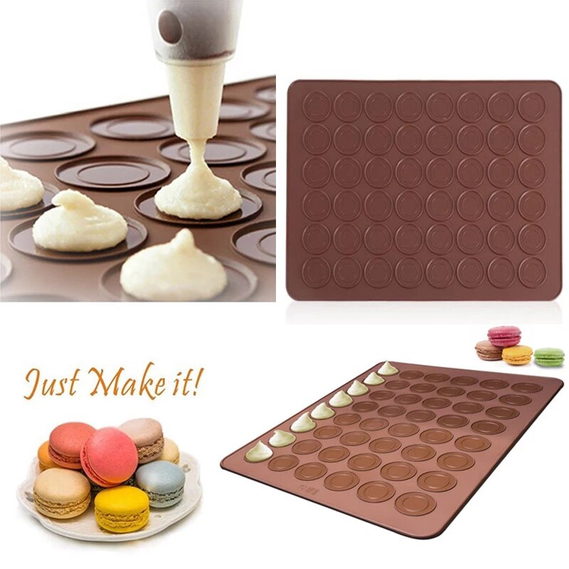 48 See Macarons Silikon matt Backform Silikon Macaron Bausatz Gebäck Backen matt Und Dekorieren Rohrleitungen Topf Mit 4 stücke düsen
