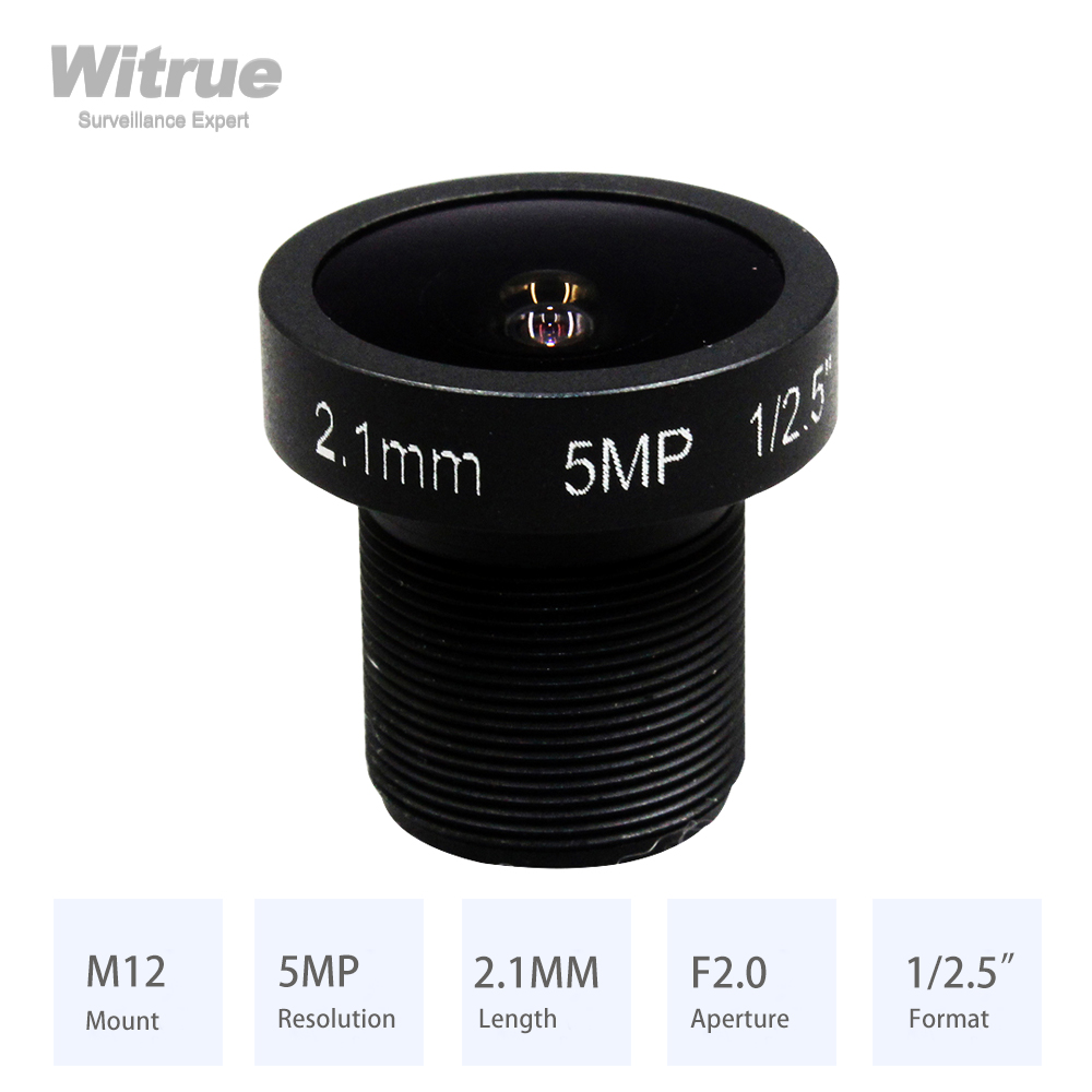 Witrue Fish Eye Lens 2.1MM HD 5MP Aperture F2.0 Format 1/2.5" M12 Mount for Surveillance Security CCTV Cameras