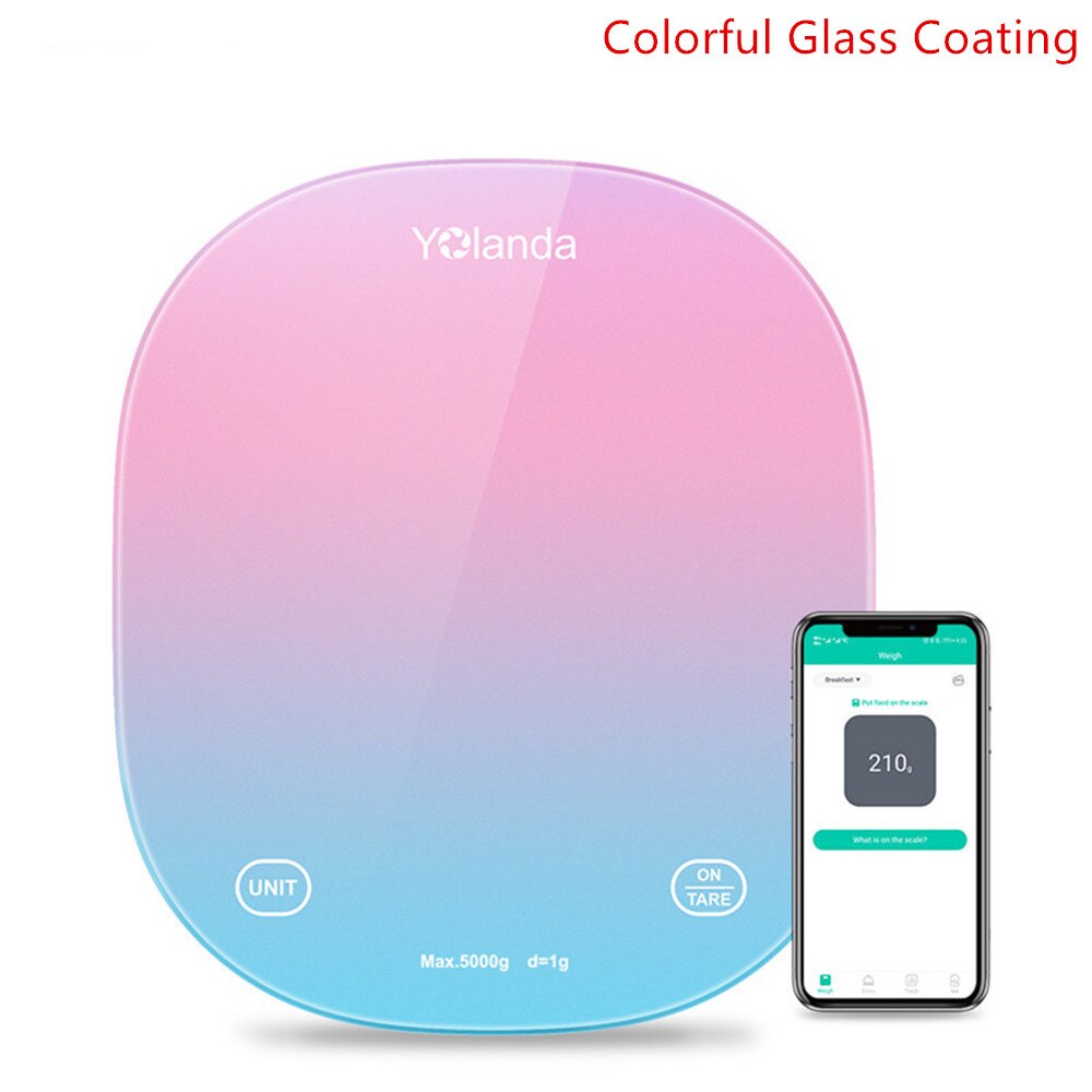 Yolanda 5kg smart køkkenvægt bluetooth app elektronisk digital mad vægtbalance måleværktøj ernæringsanalyse