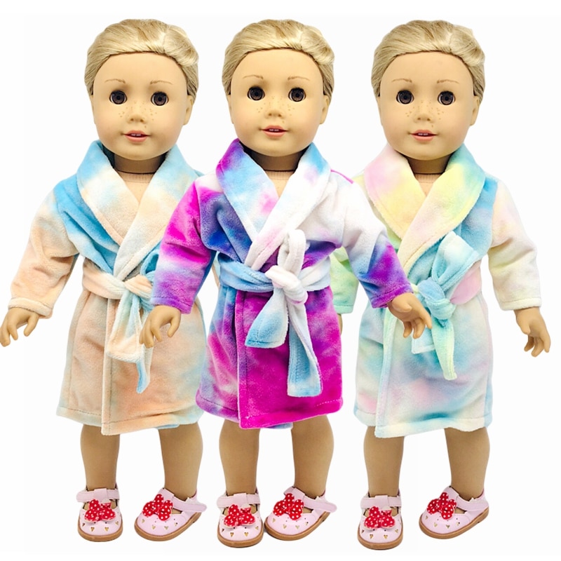 Ajustement 18 pouces 43cm né bébé américain poupée vêtements fille poupée couleur jaune pyjama jarretelle costume accessoires pour bébé
