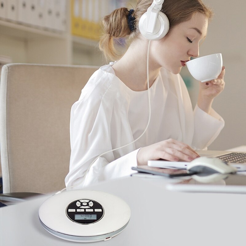 Rund stil -cd -spelare bärbart headset hifi -musik reproduktor -cd walkman discman -spelare laddningsbar stötsäker lecteur -cd