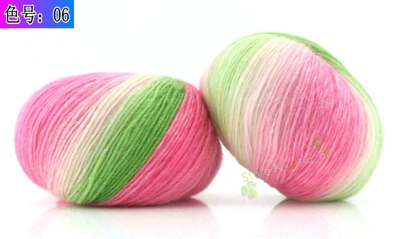 6 Stuks * 50G 100% Australische Wol Regenboog Garen Voor Breien Hand Geweven Lijn Knit Hand Gehaakte breien Regenboog T50: 06
