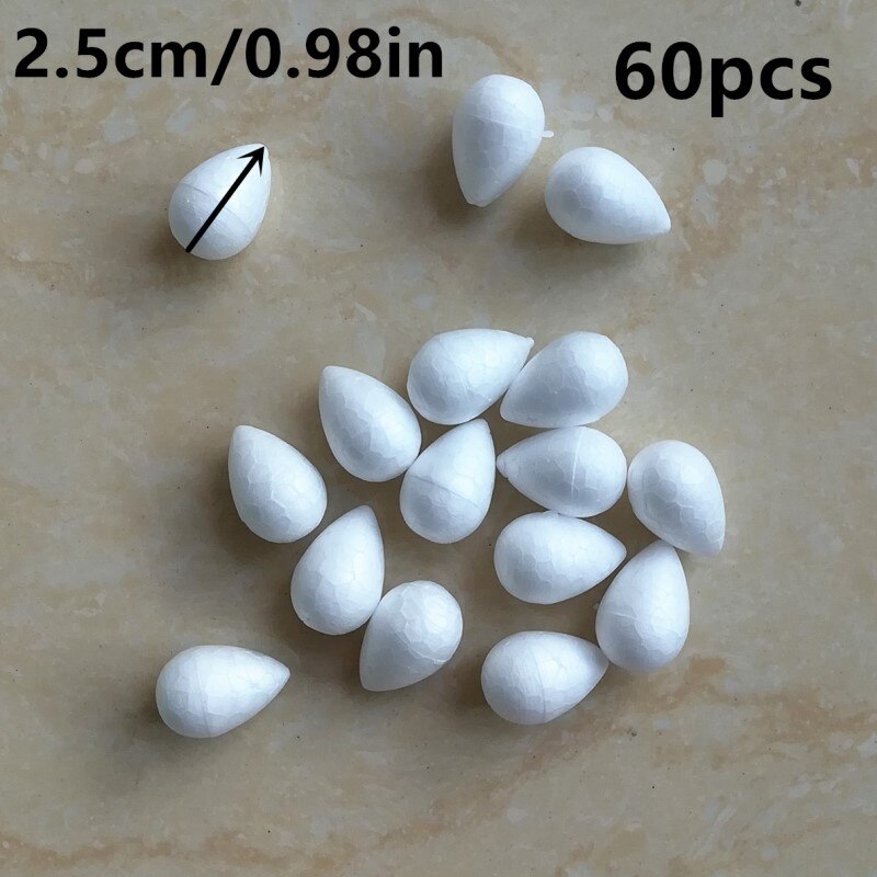 2/2.5/3/3.5/4/4.5/5.5cm White Water Modeling Foam Rose Bud For Nylon Stocking Flower Accessories Polystyrene Styrofoam Buds: 2.5cm 60pcs