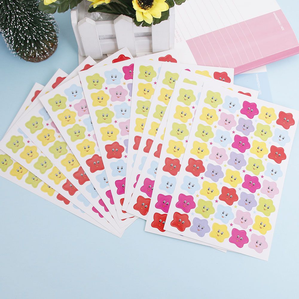 6/10pcs Smile Stars Smiley Faces Stickers Decor Childrens School Teacher Useful Reward Well Done Stickers Scrapbook Decor: 10 sheets 400PCS