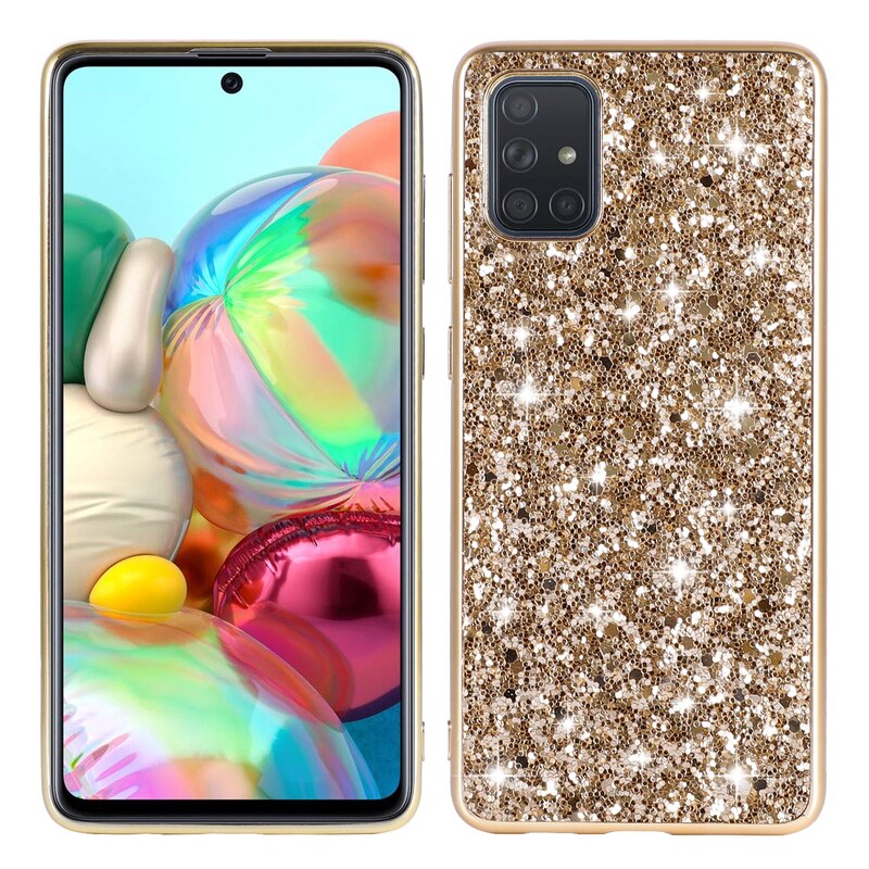 Pour Samsung Galaxy A51 étui Bling diamant paillettes couverture arrière pour Samsung A 51 A71 Anti-chute souple Silicone cadre étuis: Samsung A51 / Or